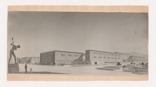 Photograph of a perspective drawing for the Second Block, Magnitogorsk, Soviet Union (now in Russia)