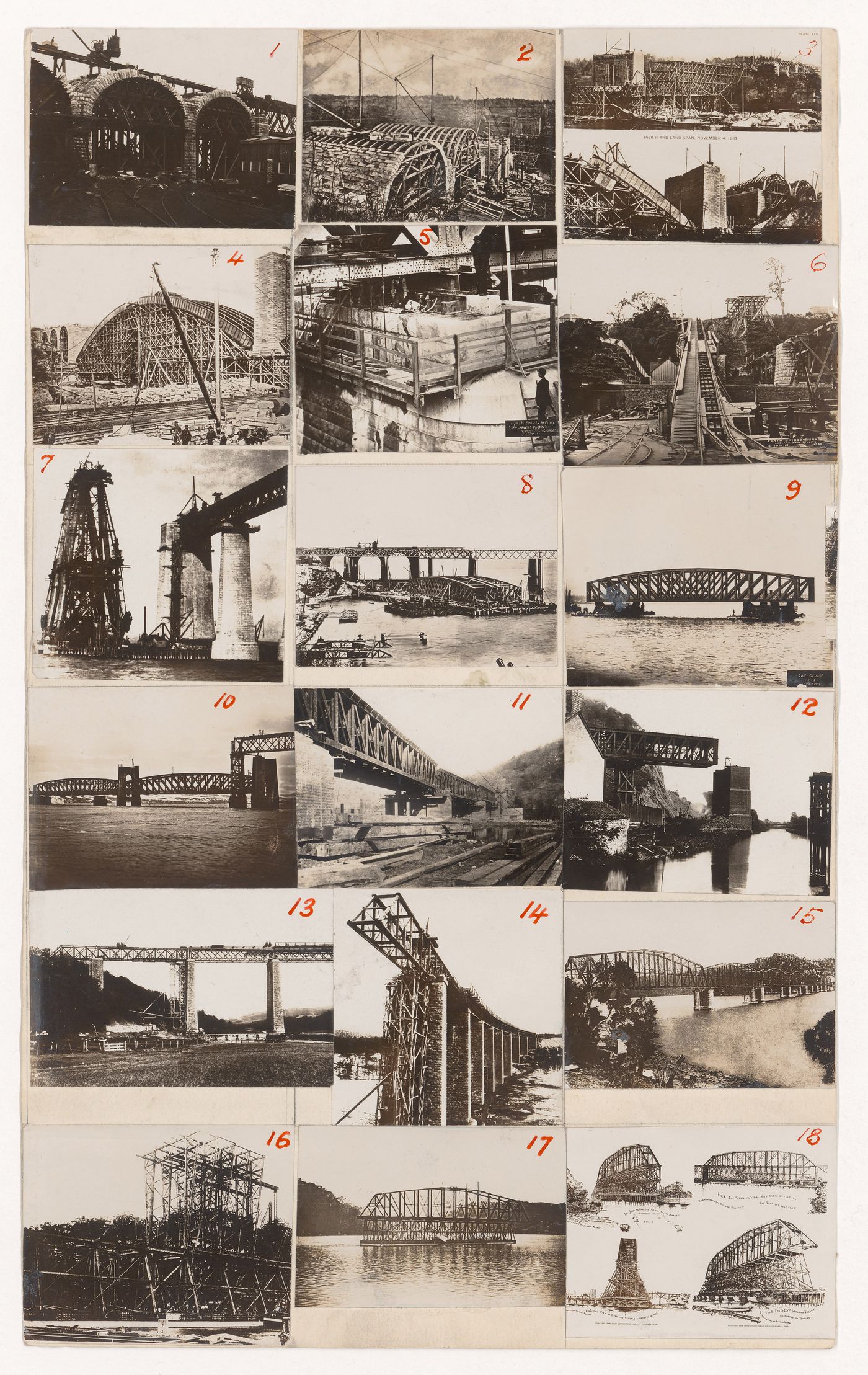 Dummy for a publication comparing the Forth Bridge and other bridges including photographs of diagrams of bridge components