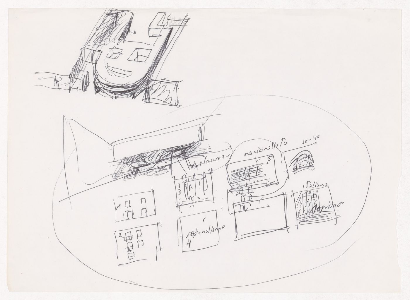Sketch axonometric view for Projecto de Ordenación nel Âmbito del Vapor Turull, Sabadell, Spain