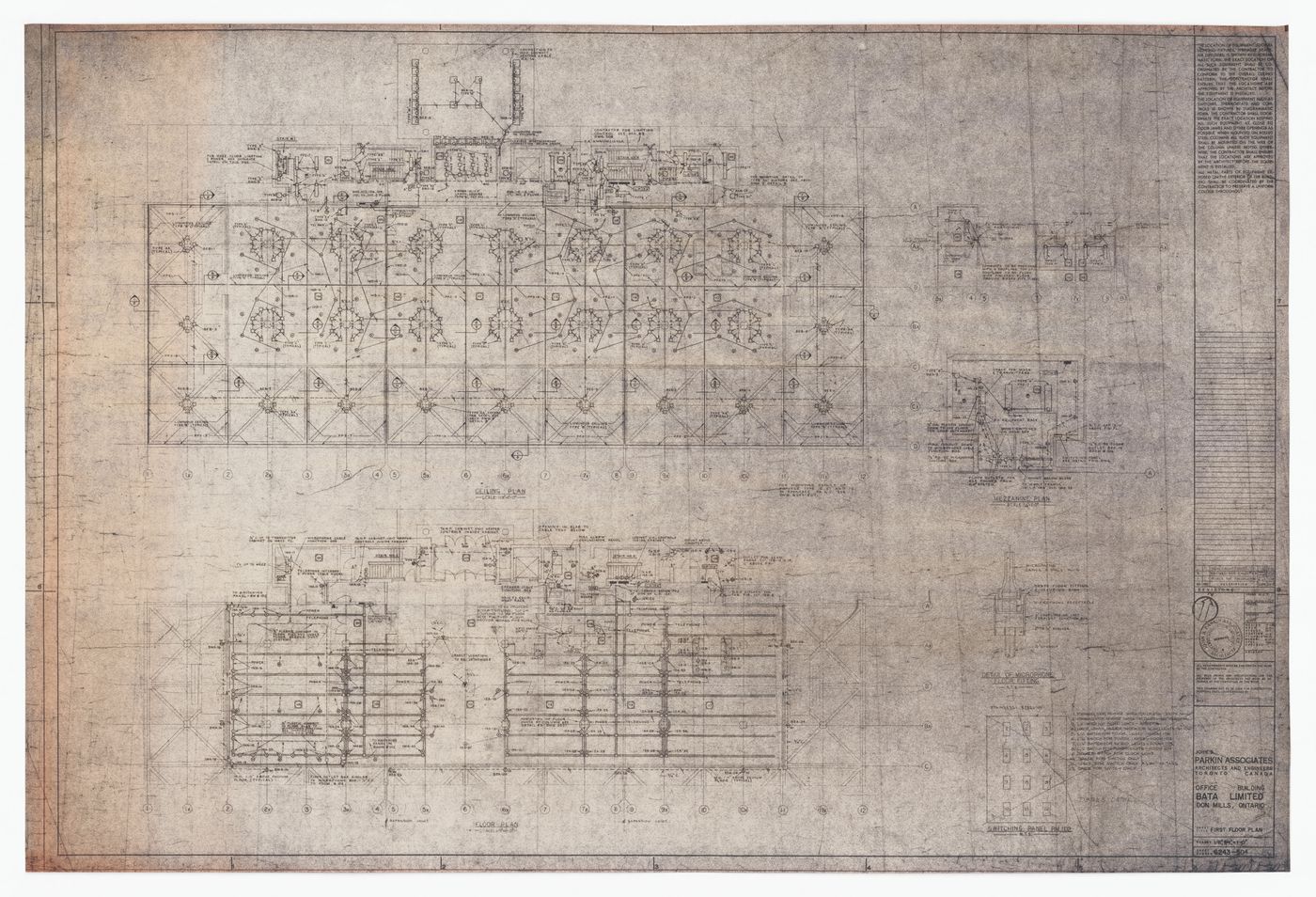 First floor electrical plans for Bata Limited Office Building, Don Mills, Ontario