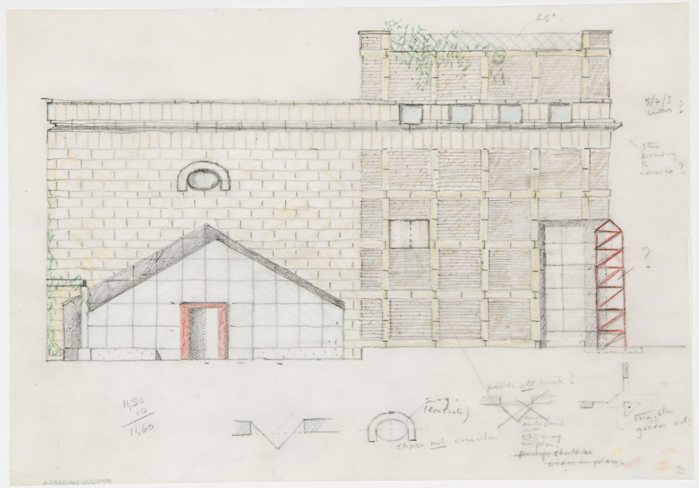 Clore Gallery, London, England:elevation and sketches