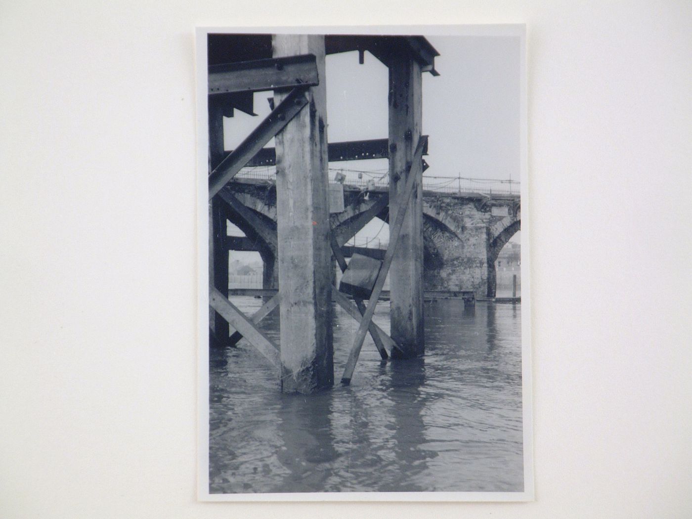 View of construction on Barnstaple Long Bridge, Devon, United Kingdom