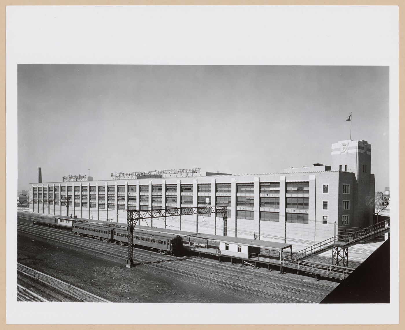 View of the east façade of the Printing Plant for The Lakeside Press, R.R. Donnelley and Sons Company, Chicago, Illinois