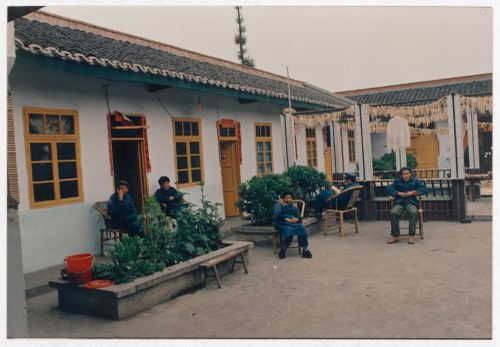 View of public square in rural Sichuan province in China