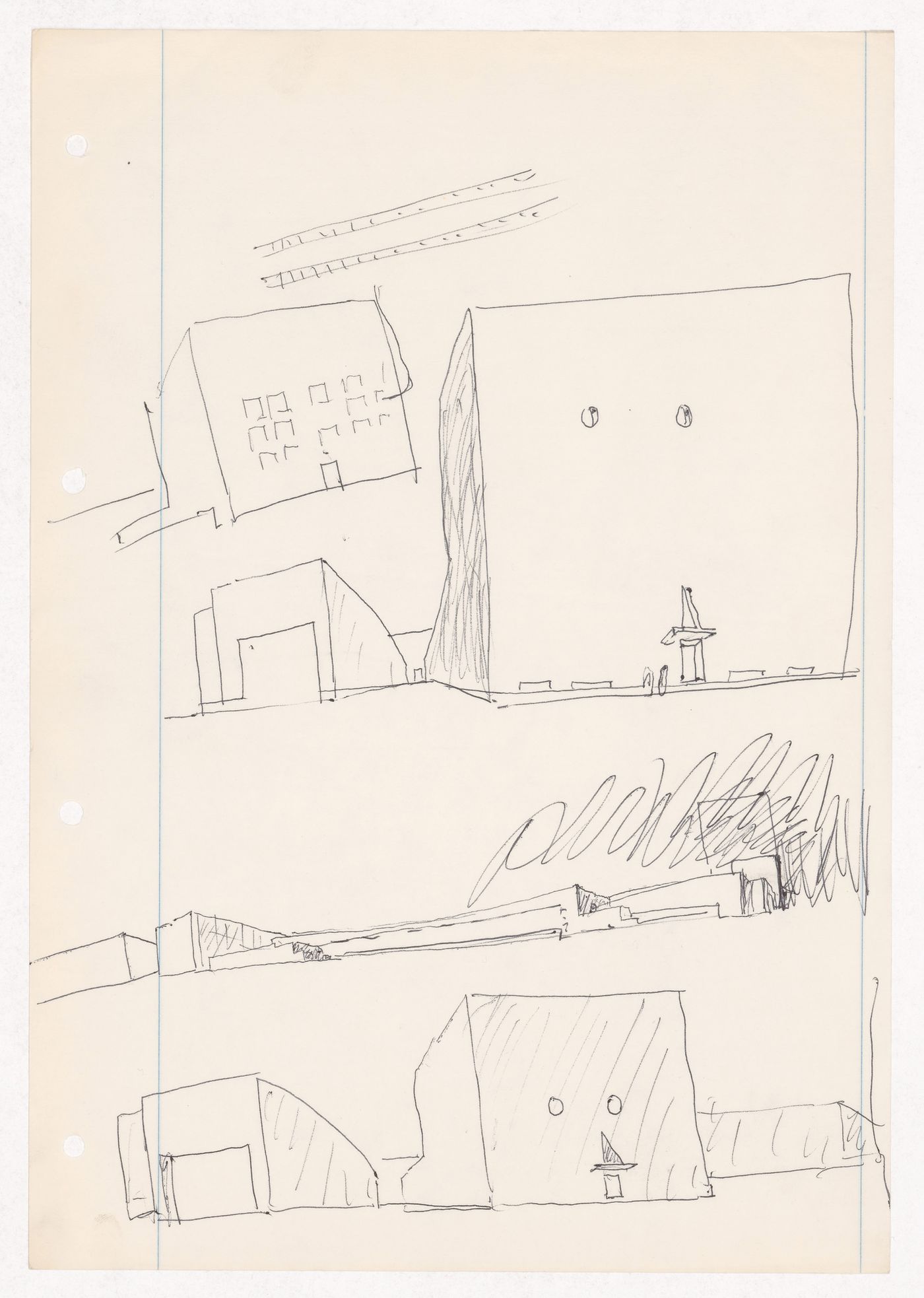 Sketch perspectives for Centro Cultural de Sines, Sines, Portugal