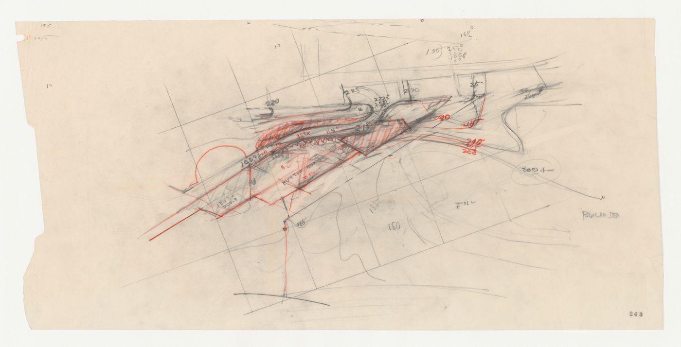 Wayfarers' Chapel, Palos Verdes, California: Conceptual drawing, possibly for the parish house