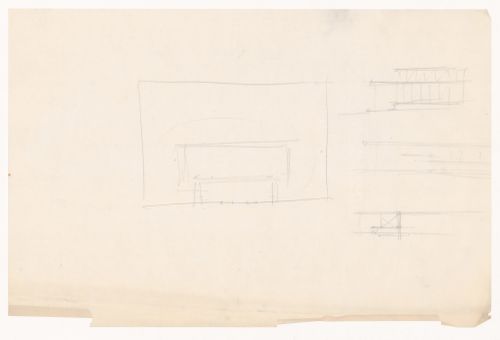 Sketch plan and partial sketch elevations for a campus building for Illinois Institute of Technology