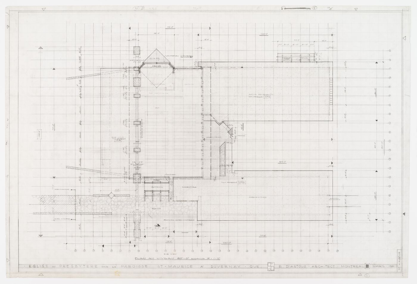 Église et presbytère pour la paroisse Saint-Maurice, Duvernay, Québec: plan