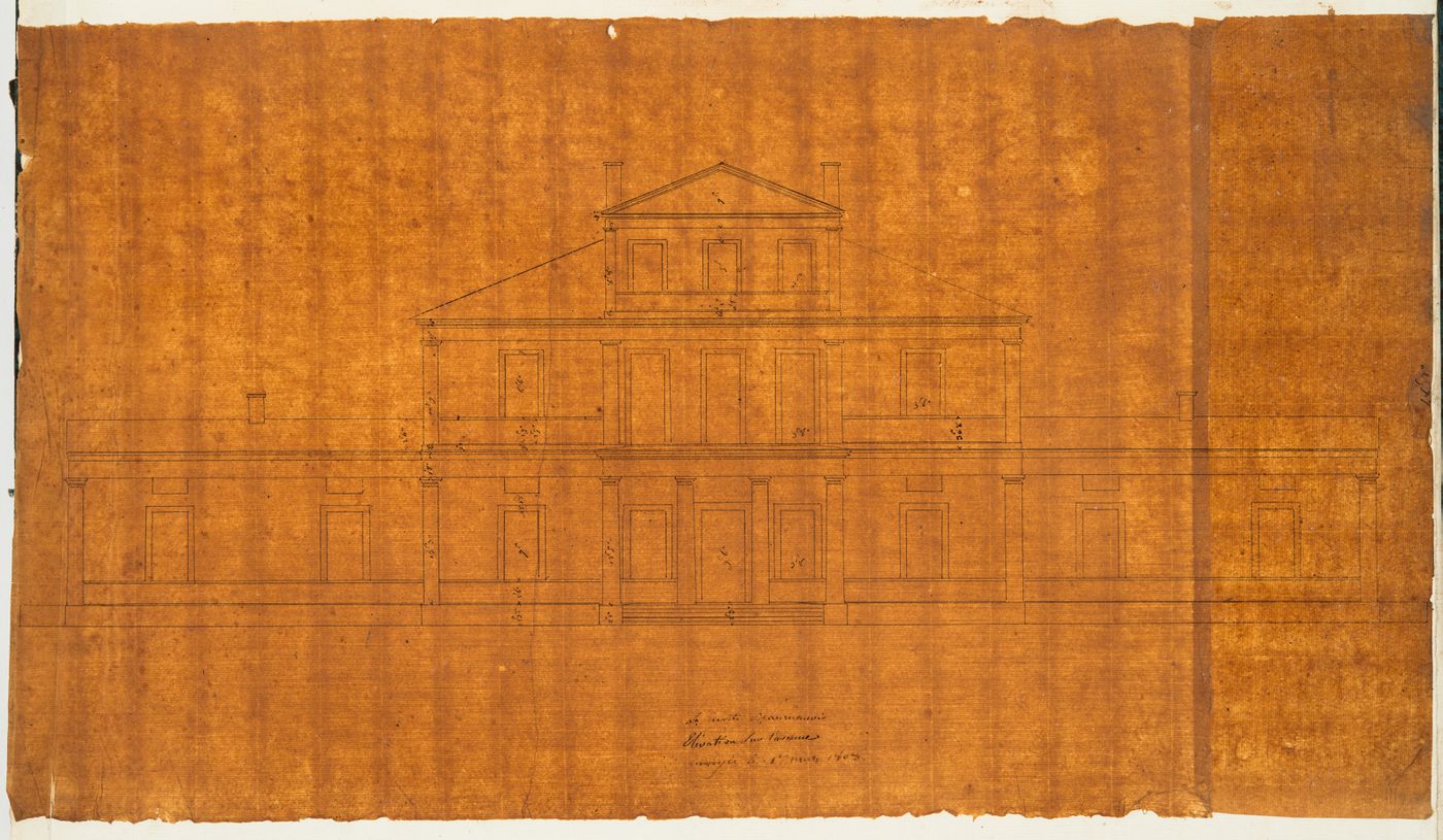 Project for a château for M. de Lorgeril, Motte Beaumanoir: Principal elevation