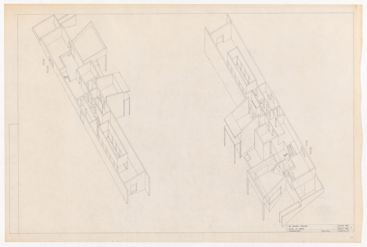 Axonometric views for Casa Erhard Josef Pascher, Sintra, Portugal