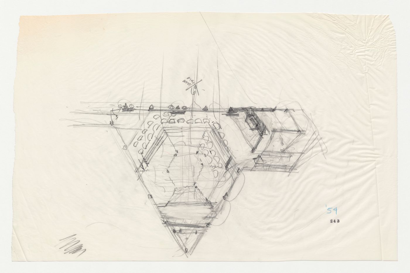 Wayfarers' Chapel, Palos Verdes, California: Sketch plan for the parish house