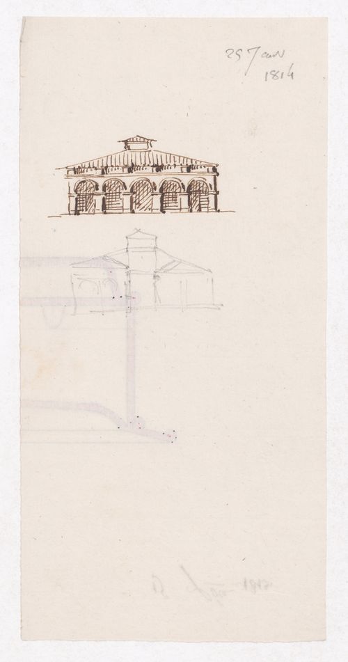 Elevation sketches for Market Building, Marché des Carmes, Paris
