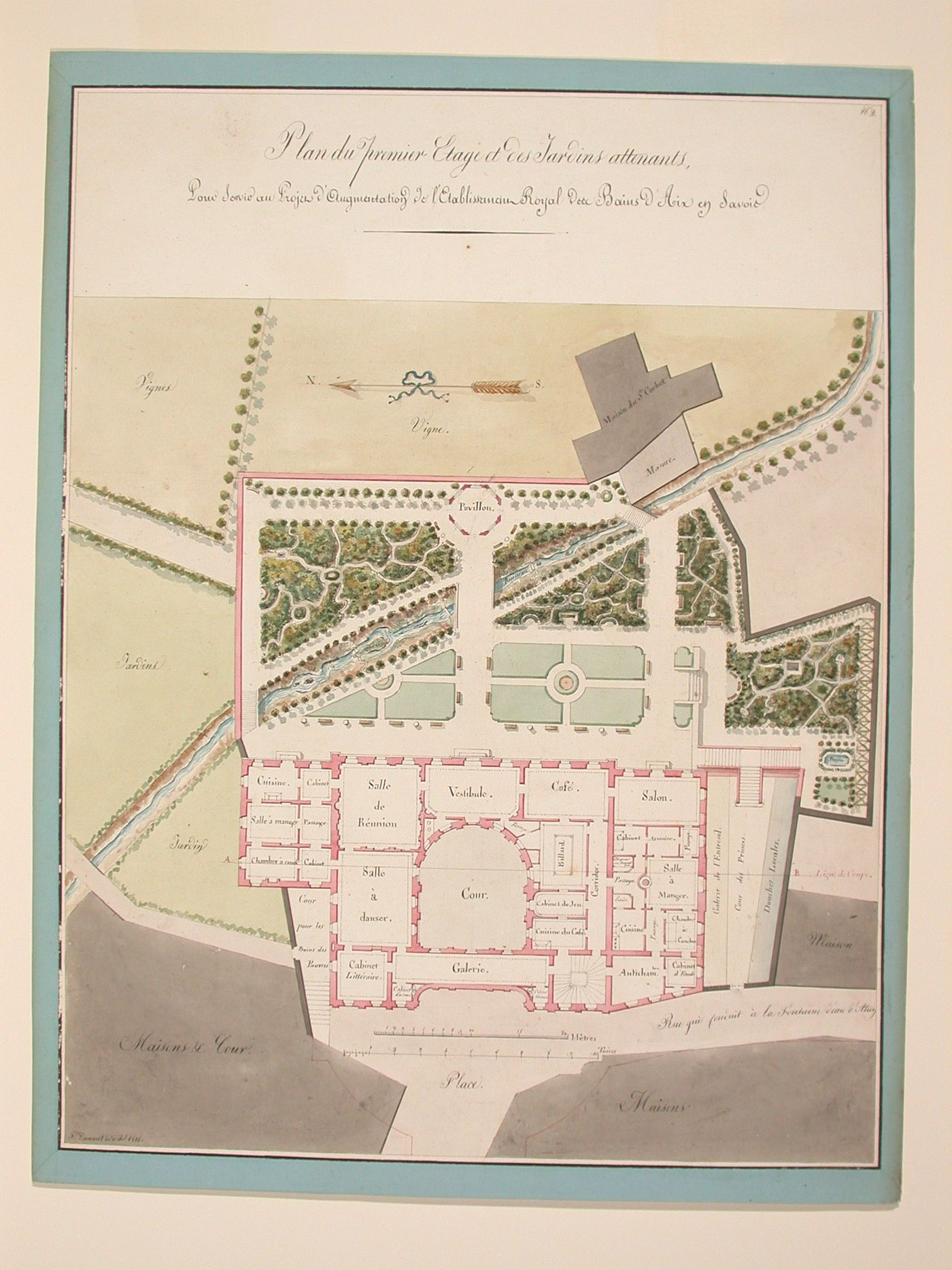 Drawing for the enlargement of the Baths at Aix-en-Savoie