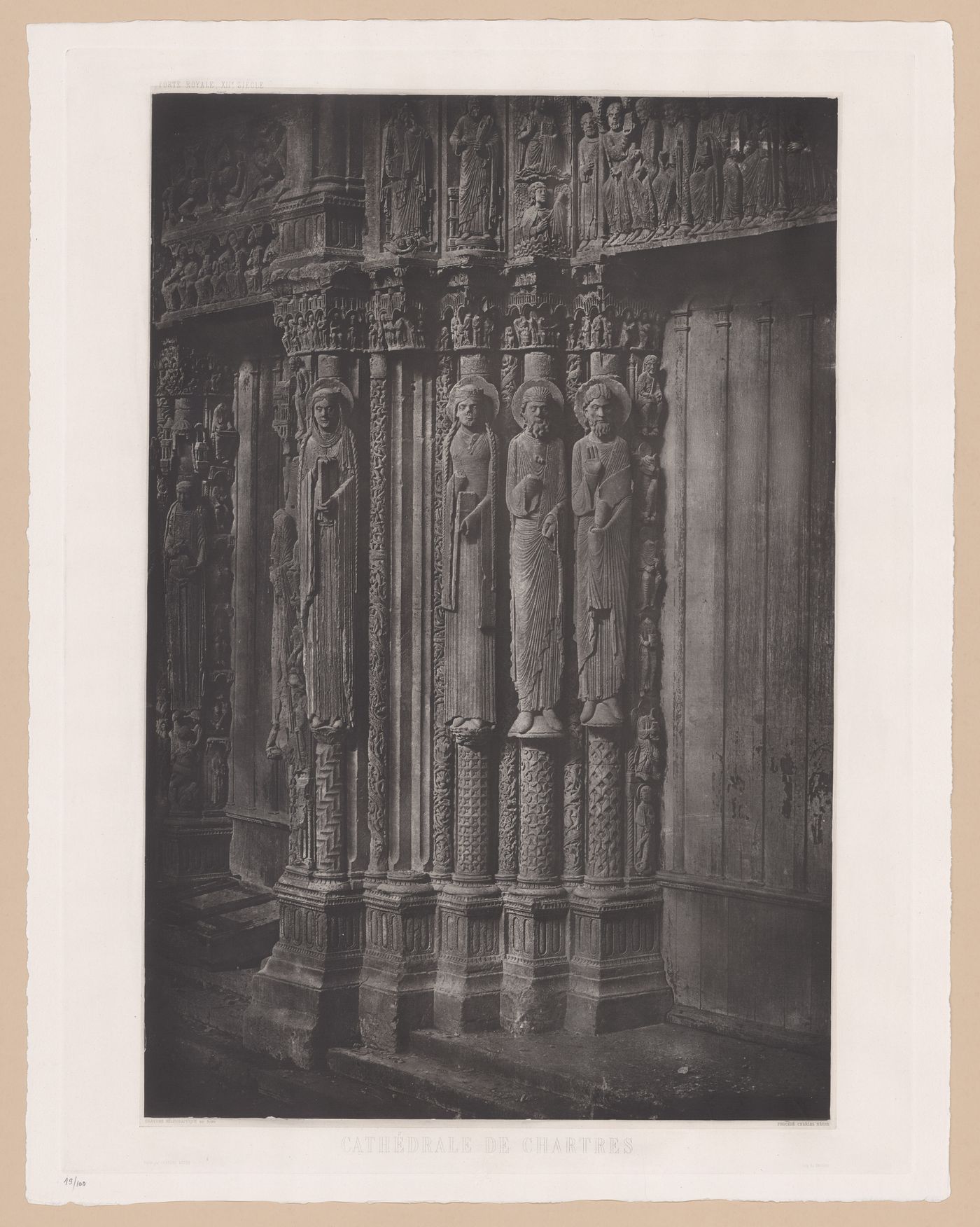 Detail of sculpture, Porte Royale, Chartres Cathedral, Chartres, France