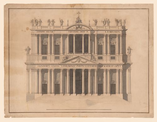Elevation for the façade of San Giovani in Laterano, Rome, after Luigi Vanvitelli's 1732 competition entry