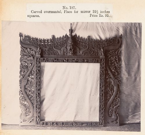 View of a mantel, F. Beato Limited, C Road, Mandalay, Burma (now Myanmar)