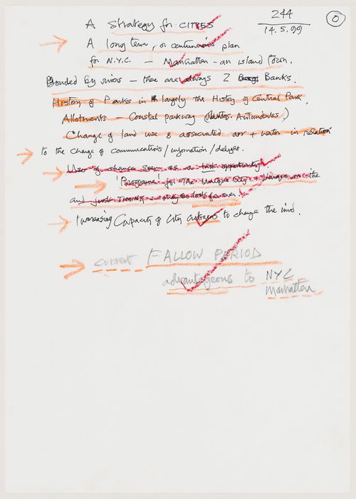 Notes related to a project by Cedric Price Architects for the IFCCA Prize for the Design of Cities competition (document from the IFPRI project records)