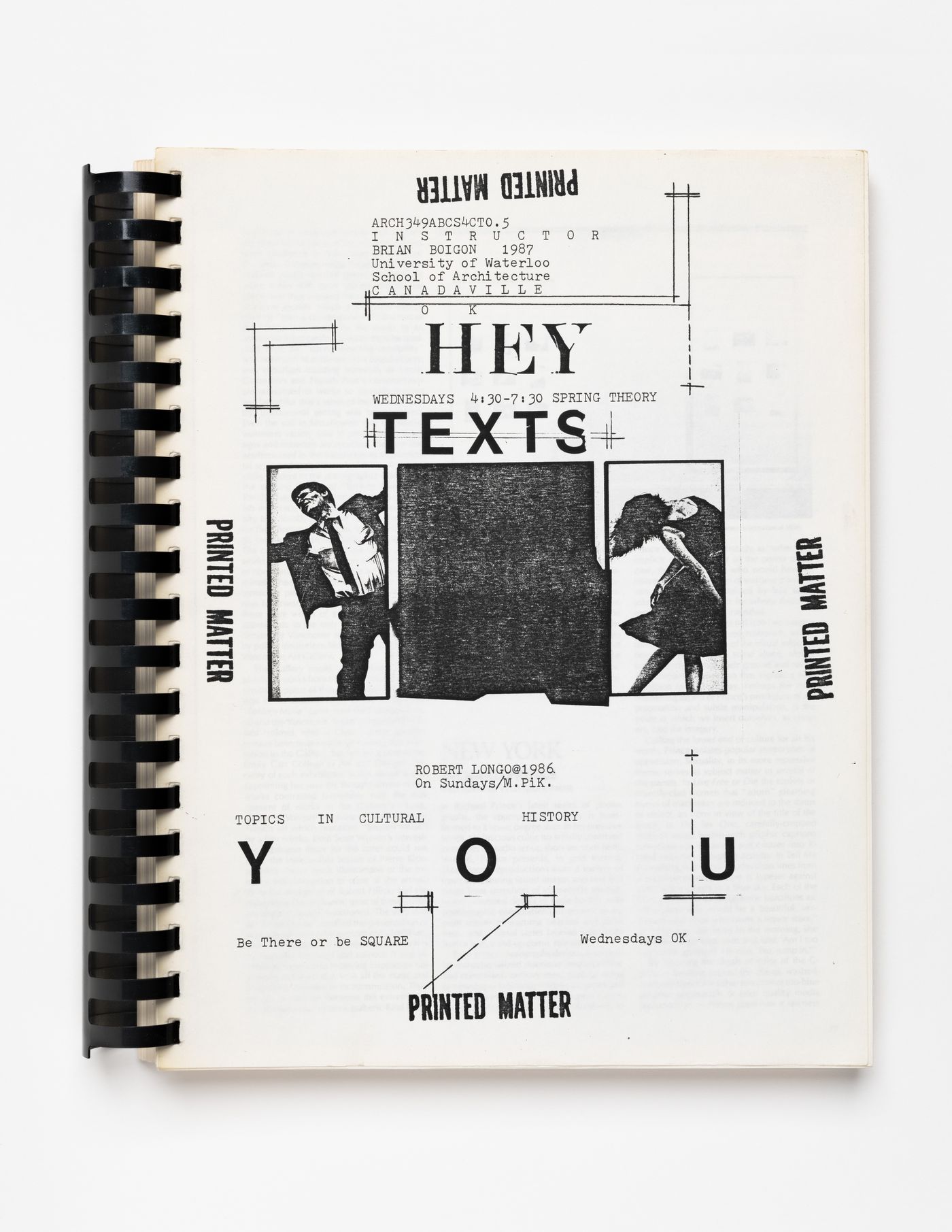 Primer for Topics in Cultural History course at University of Waterloo School of Architecture