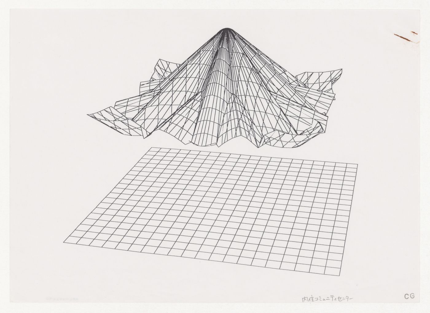 Wireframe perspective for Naiju Community Center and Nursery School, Fukuoka, Japan