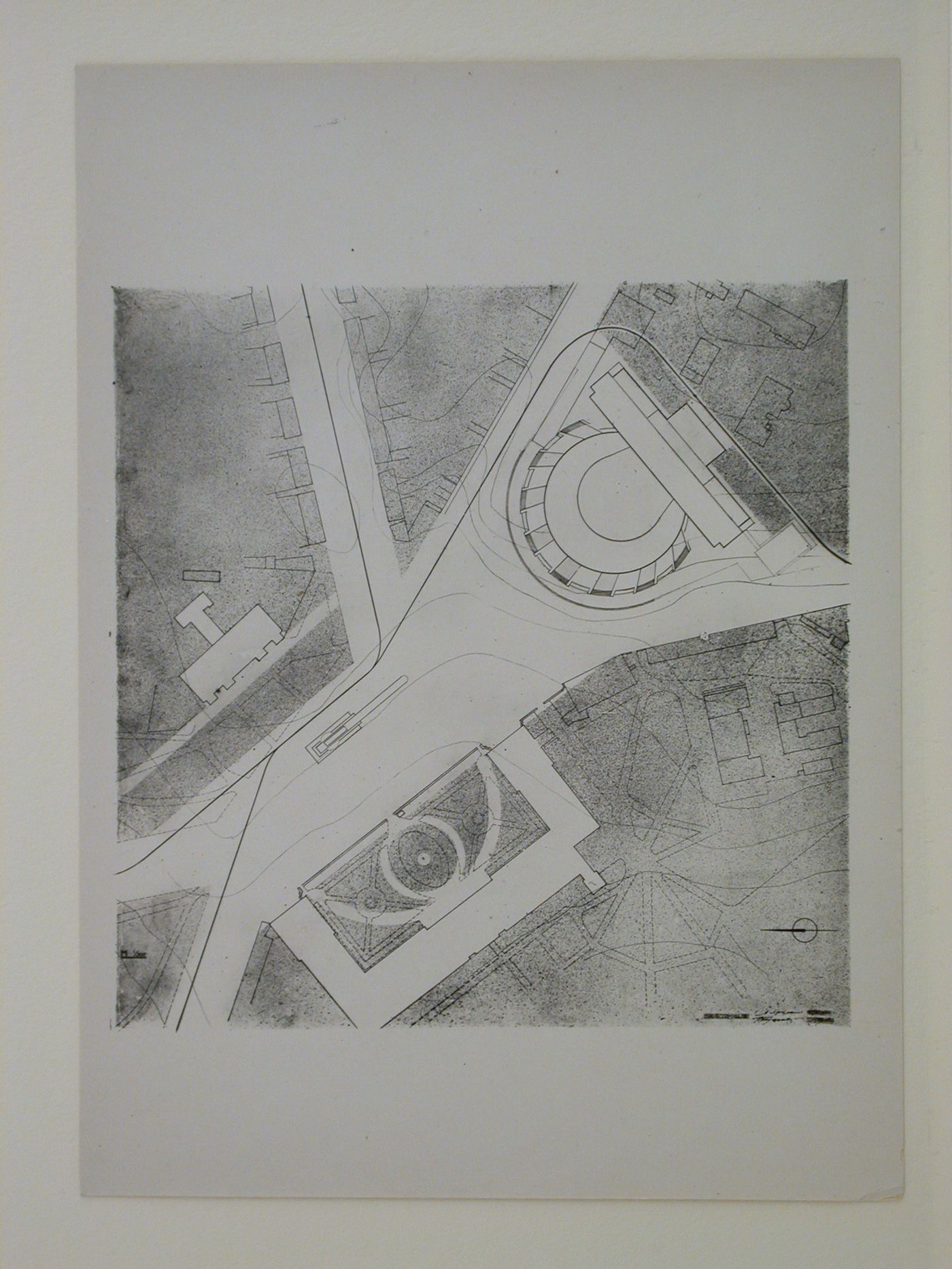 Photograph of a site plan for a Red Army Theater, Moscow
