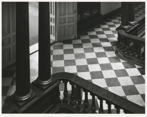 View of baristers and hall outside of council chamber, Old City Hall, Boston, Massachusetts, United States