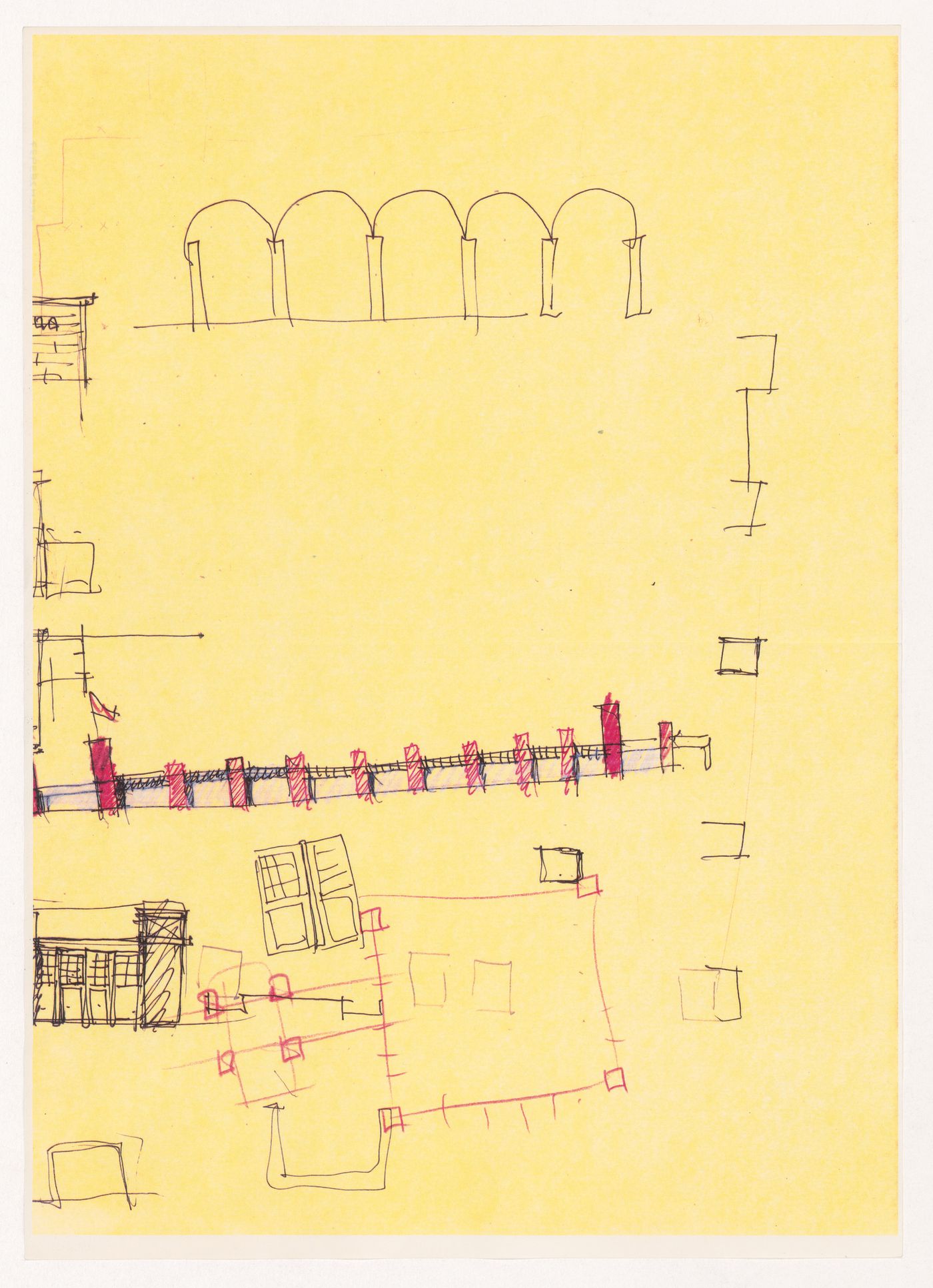 Sketches for Fabbrica attrezature ospedaliere a Sysran, Soviet Union (now Russia)