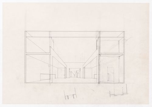 Interior perspective for Centro Cultural de Sines, Sines, Portugal