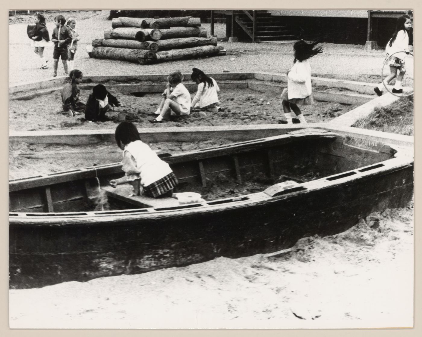 View of children playing in Southlands School Play Area, Vancouver, British Columbia