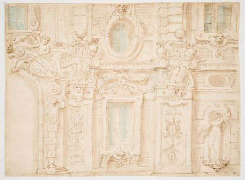 Représentation partielle de la façade d'un palais