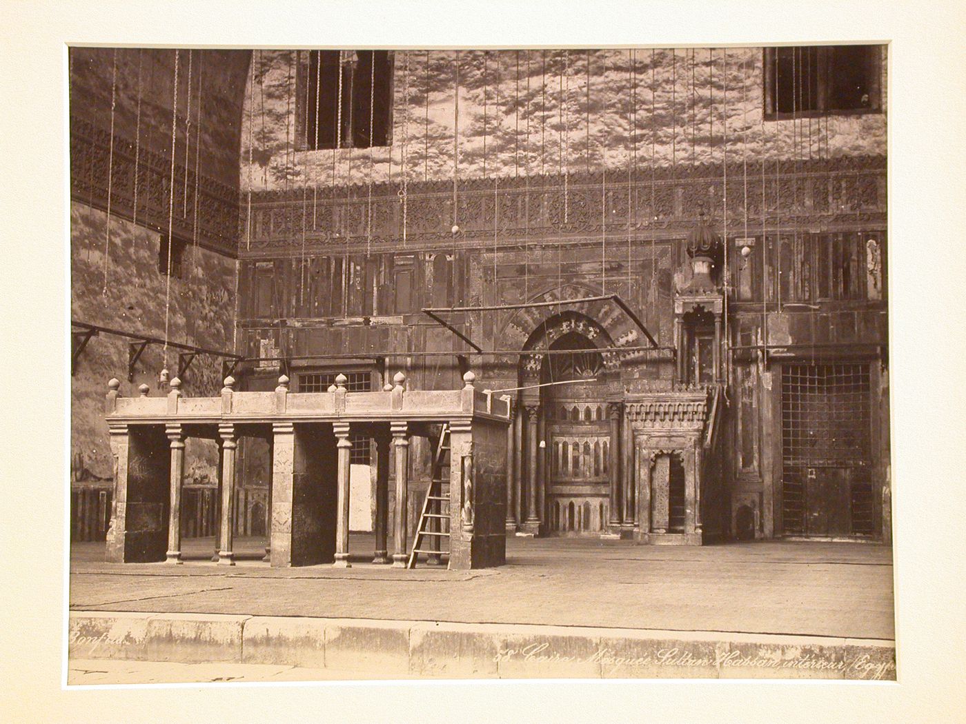 Mosque of Sultan Hassan, prayer hall showing mihrab and minbar, Cairo, Egypt