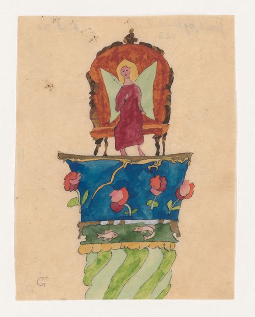 Visionary design for a capital surmounted by a seated angel