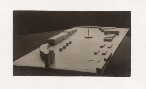 Photograph of a student model on the topic "Rhythm and Space. Composition "City Block"" for the "Space" course at the Vkhutein (Moscow Higher Technical Institute), Moscow