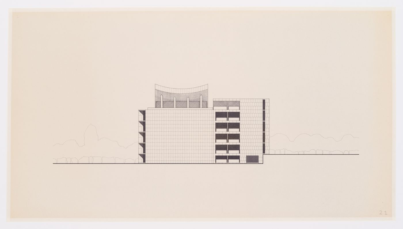 Elevation for the Museum of Knowledge, Sector 1, in Chandigarh, India