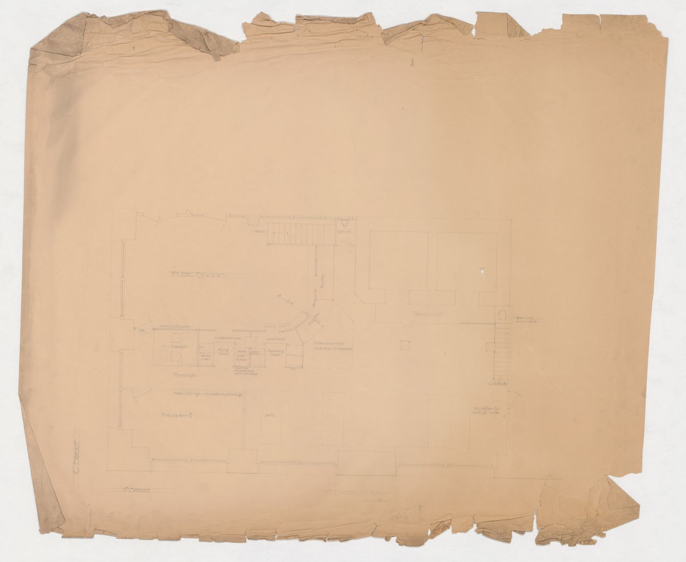Fidelity Trust Building, Tacoma: Plan for a commercial space, possibly a bank