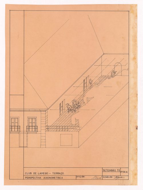 Club terrace axonometric view for Banco Pinto & Sotto Mayor, agência e clube, Lamego, Portugal