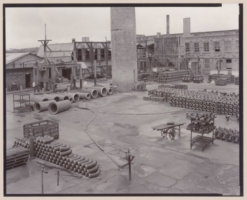 View of loading yard of terra-cotta factory, Lincoln, California
