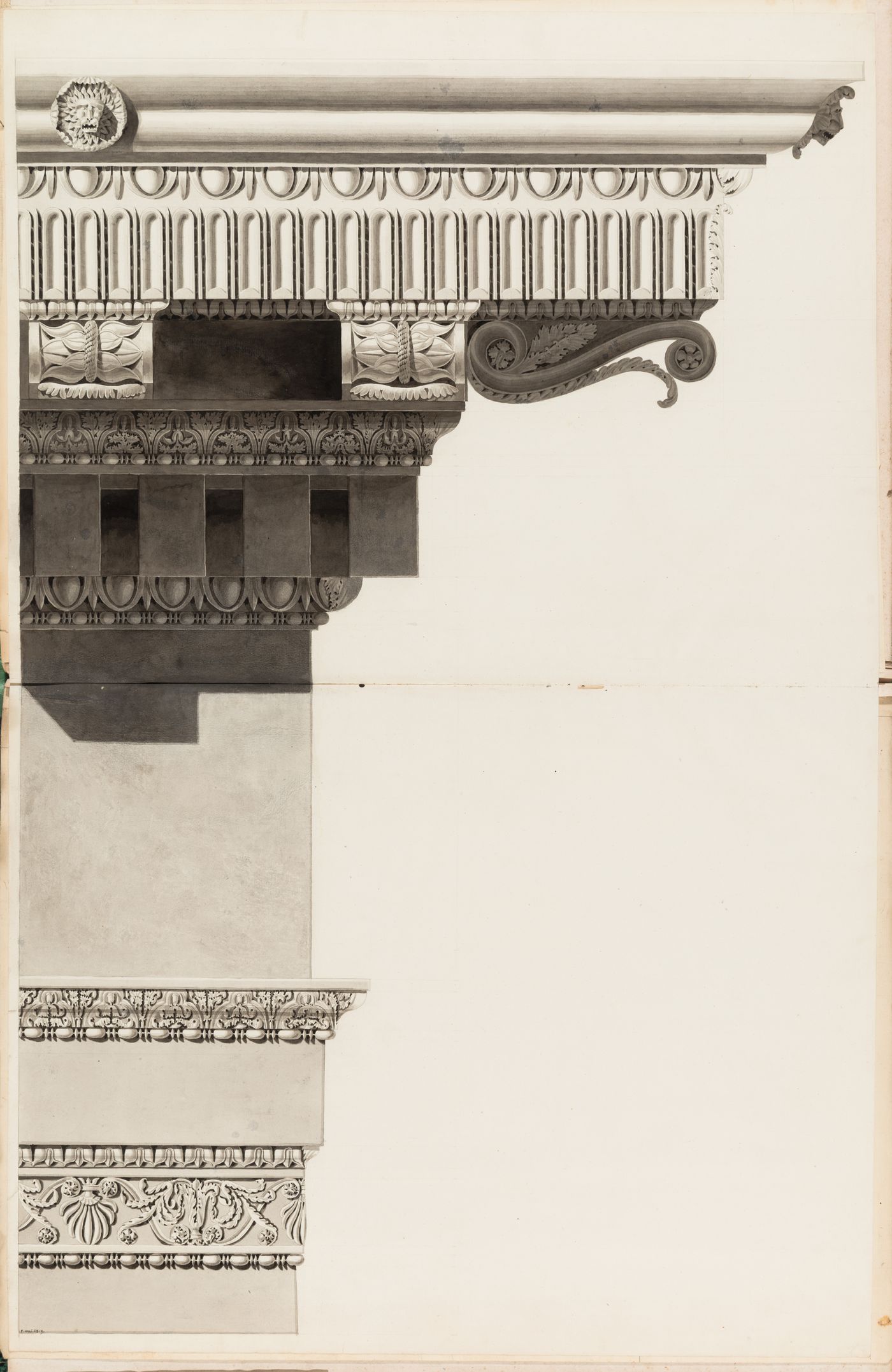 Elevation of a Corinthian entablature