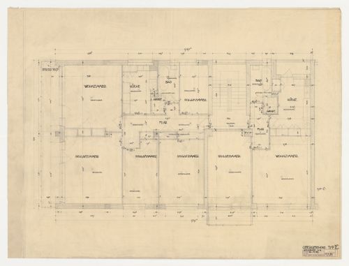 First floor plan for a type E store and housing unit, Hellerhof Housing Estate, Frankfurt am Main, Germany