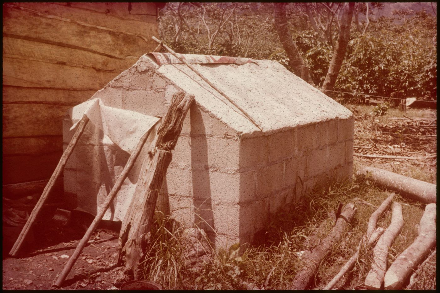View of sauna made of cement blocks, San Lucas Tolimán, Guatemala