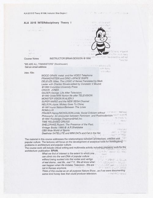 Syllabus for course taught by Brian Boigon