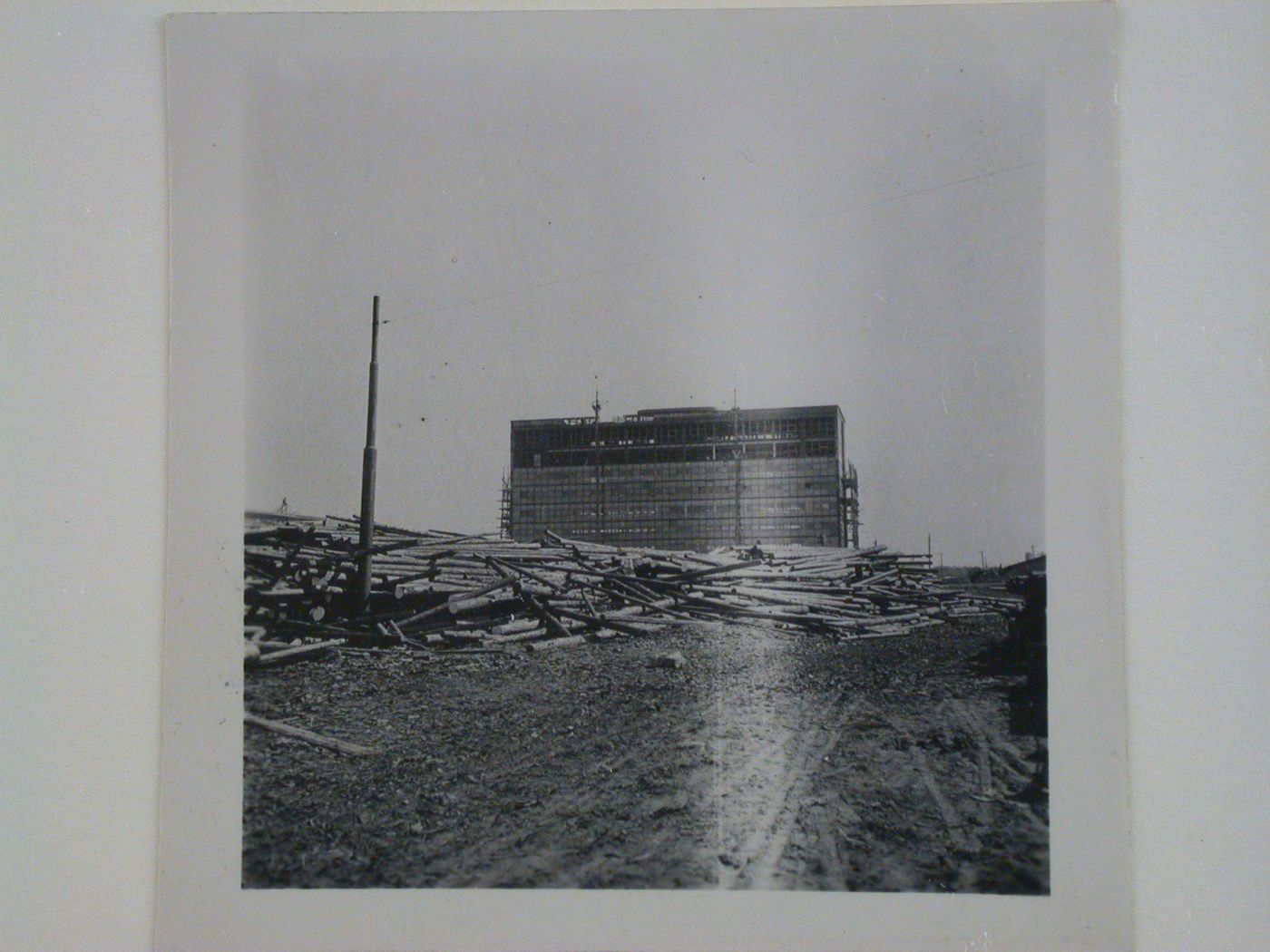 Exterior view of the All-Union Electro-Technical Association administration building under construction, Moscow