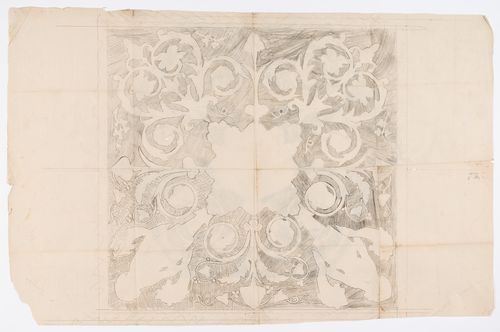 Full-scale drawing for a hexagonal ornamental panel with two variant foliate patterns, possibly for Hôtel Soltkoff; verso: Full-scale drawing for a square ornamental panel with two variant foliate patterns, possibly for Hôtel Soltykoff