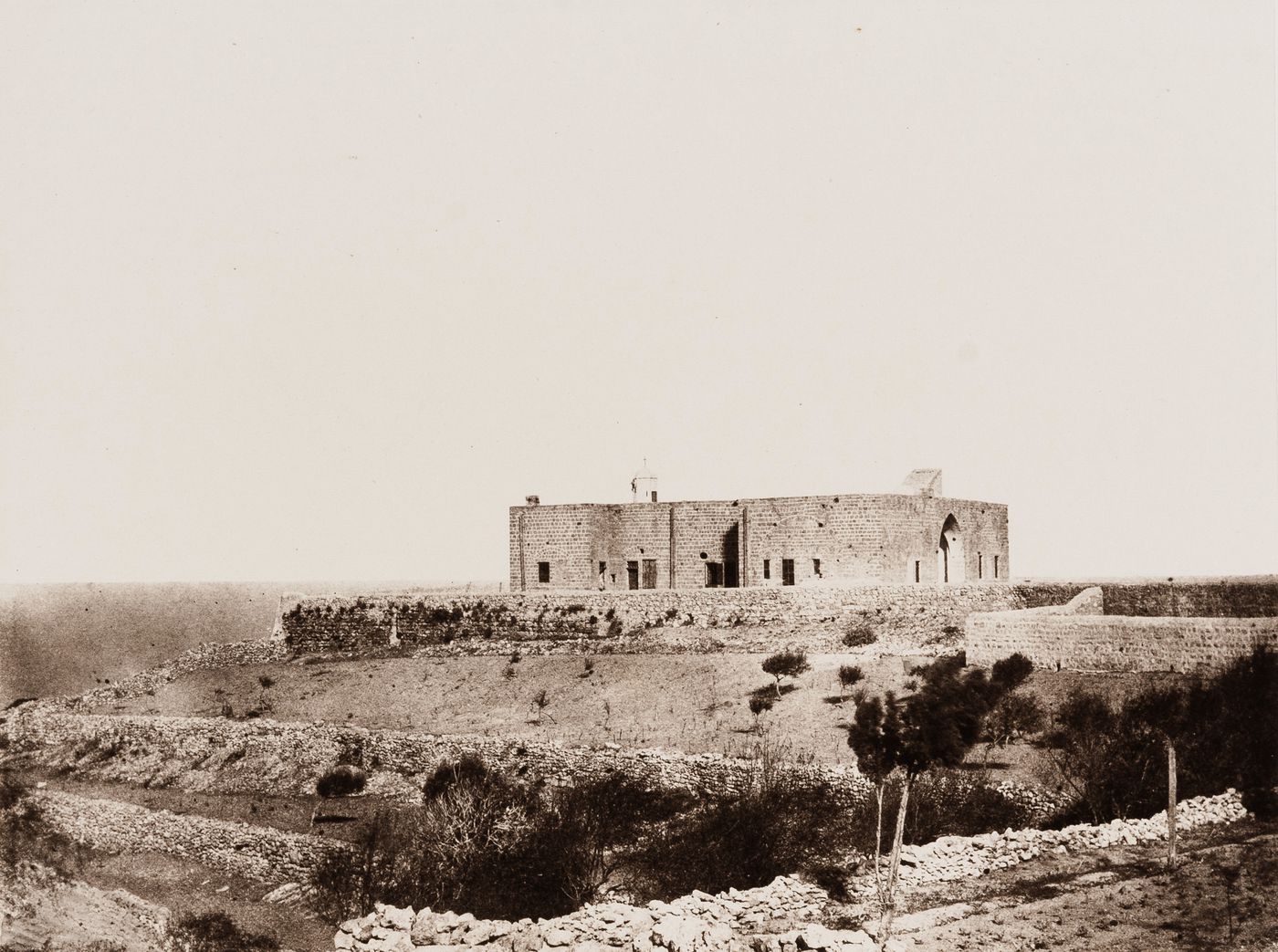 View of the palace of Abdallah Pasha on Mount Carmel, Ottoman Empire (now in Israel)