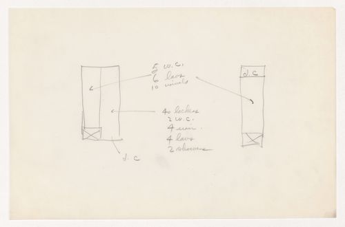 Partial sketch plans for lavatories, showers and lockers for the Metallurgy Building, Illinois Institute of Technology, Chicago