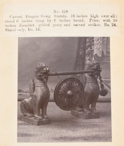 View of a gong, F. Beato Limited, C Road, Mandalay, Burma (now Myanmar)