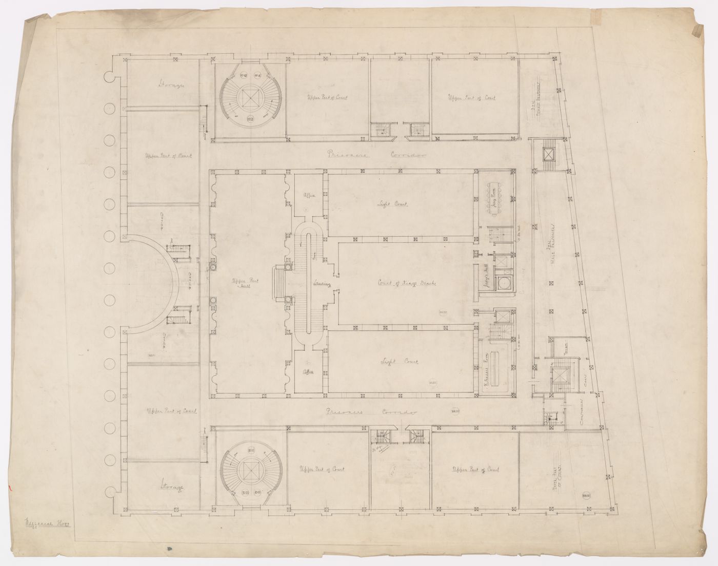 Plan préliminaire de la mezzanine, Annexe au Palais de Justice de Montréal, Montréal, Canada