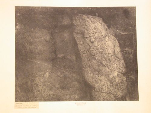 Close-up view of stone bas-reliefs in the East Court of the Palace, Palenque, Mexico