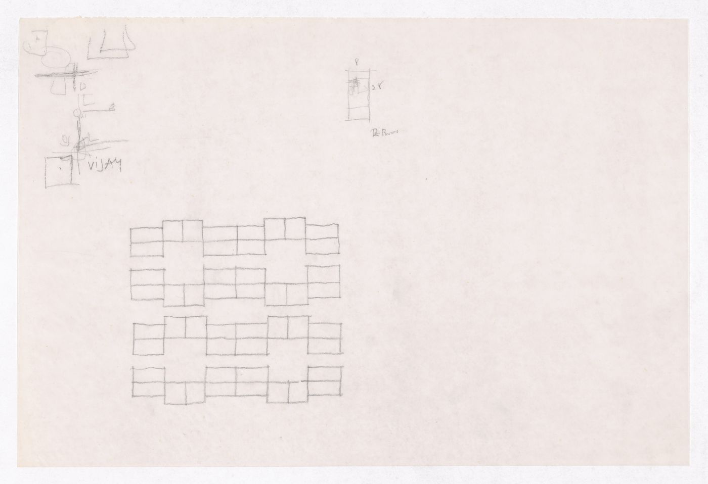 Sketch for Minimum Cost Housing Group's plot in Aranya township, India, for Aranya Housing Project
