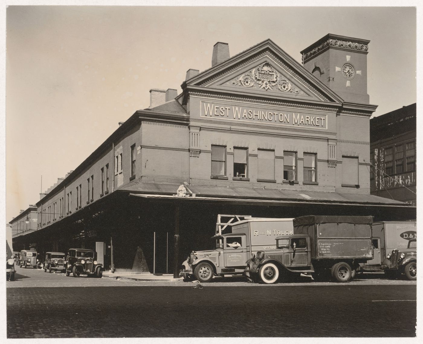 Intersection of West Street and Loew Avenue, view of West Washington Market, New York City, New York