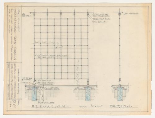 Preliminary elevation and section for commando rope for Children's Creative Centre Playground, Canadian Federal Pavilion, Expo '67, Montréal, Québec